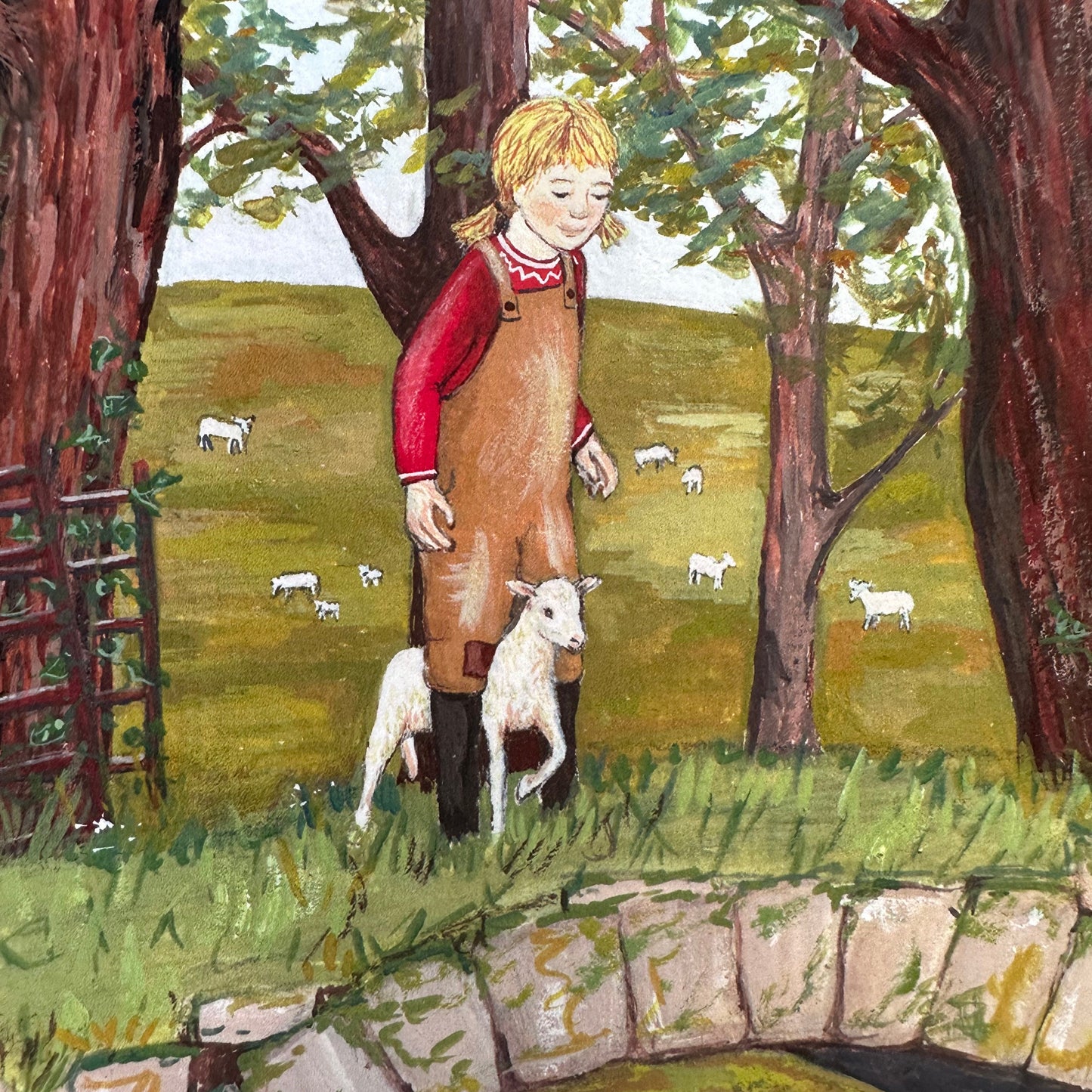 Fox and Lamb - Fine Art Print - Giclee Print of Original Gouache Painting