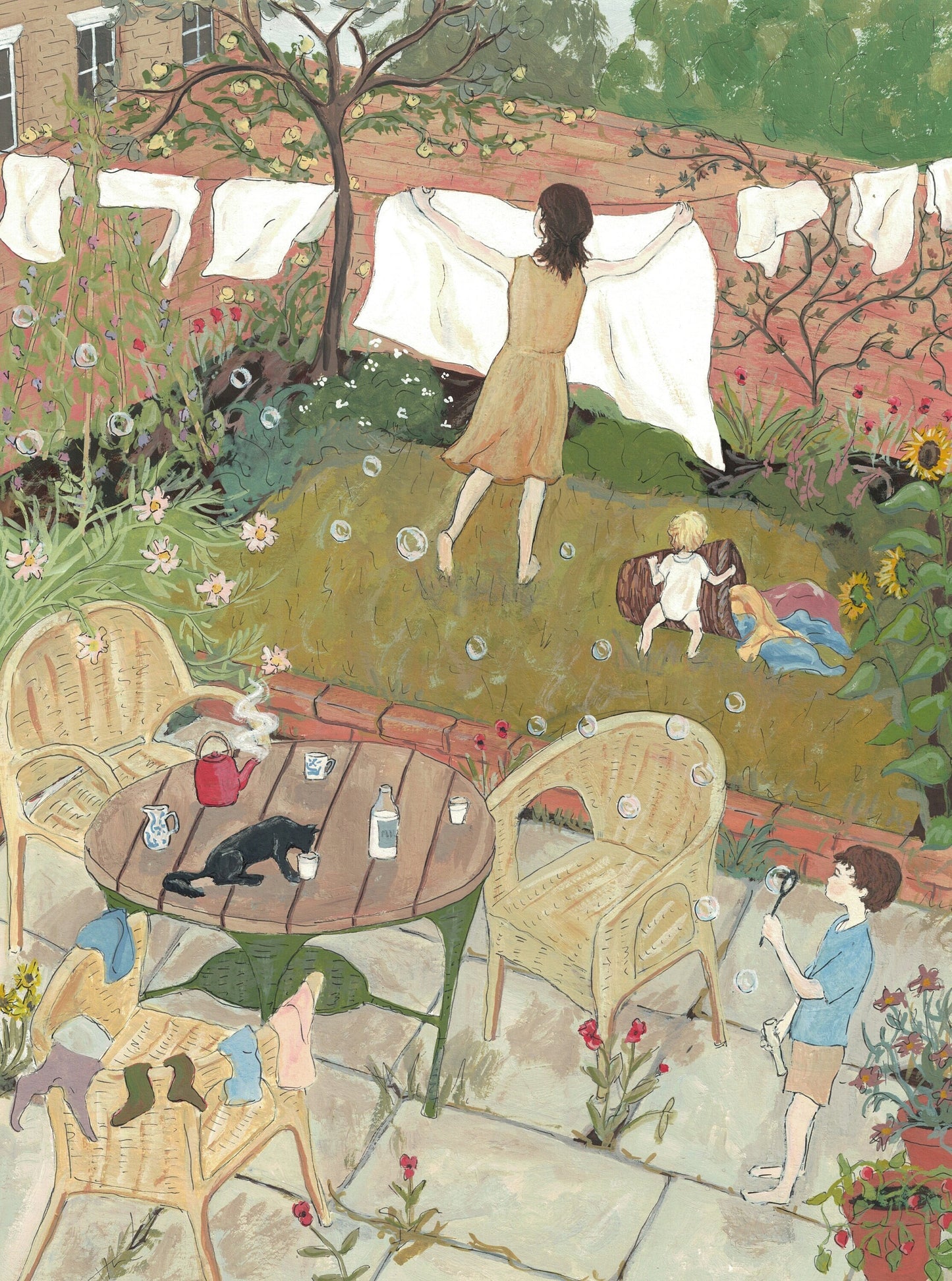 Summer Garden - Fine Art Print - Giclee Print of Original Gouache Painting