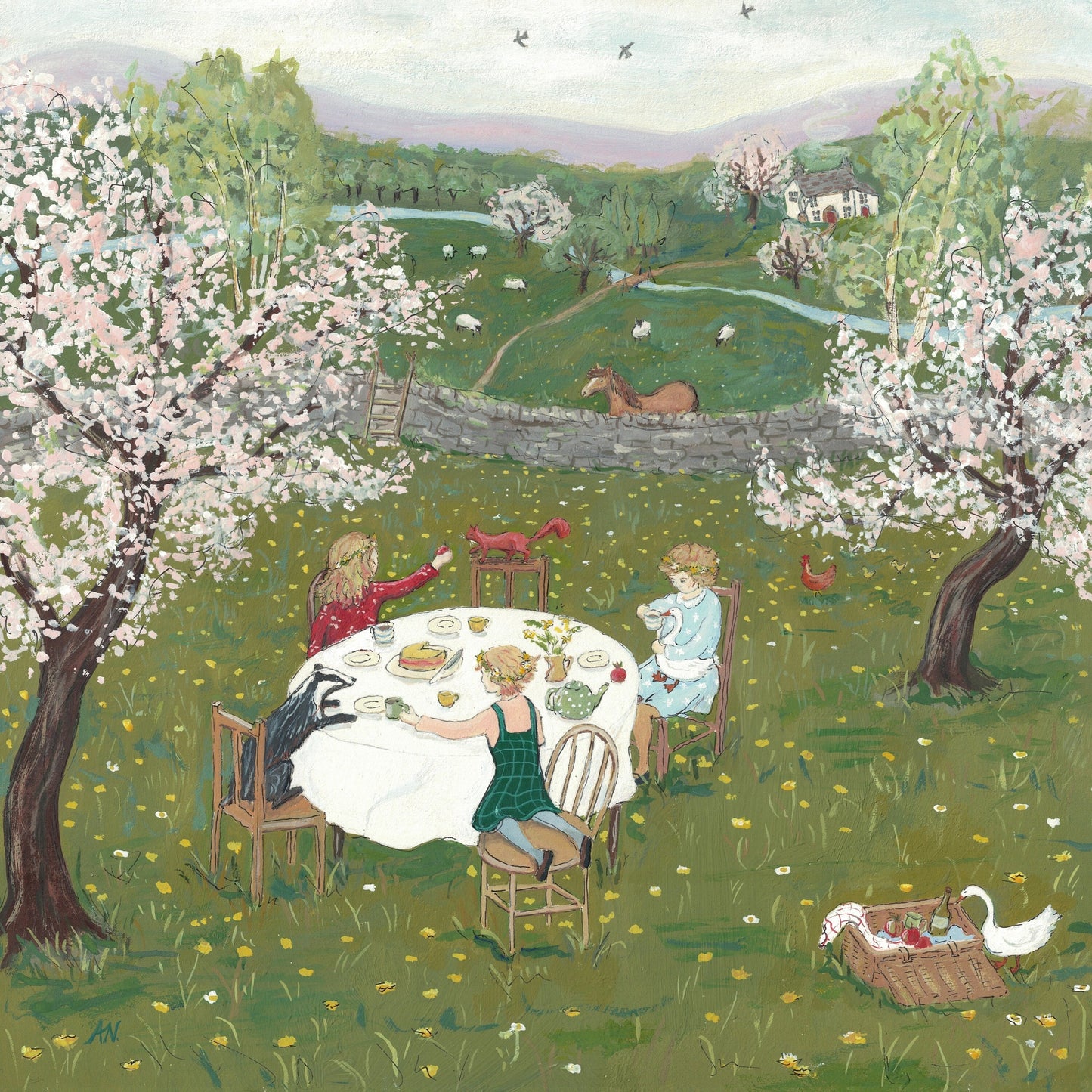 Tea Time - Fine Art Print - Giclee Print of Original Gouache Painting