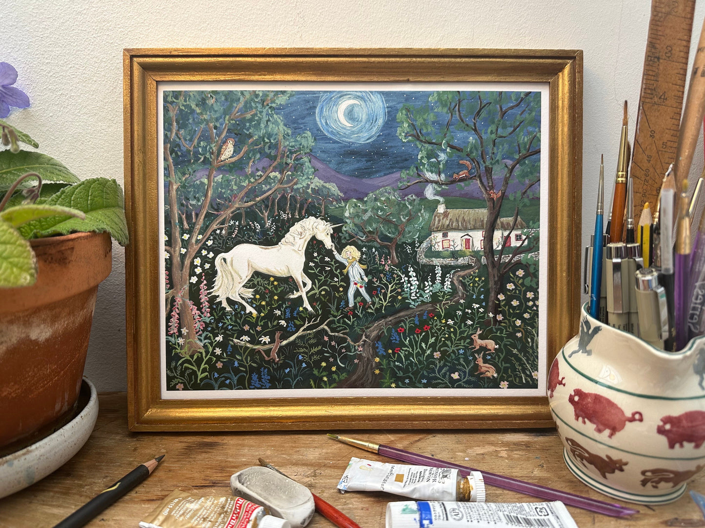 In the Night Garden - Fine Art Print - Giclee Print of Original Gouache Painting