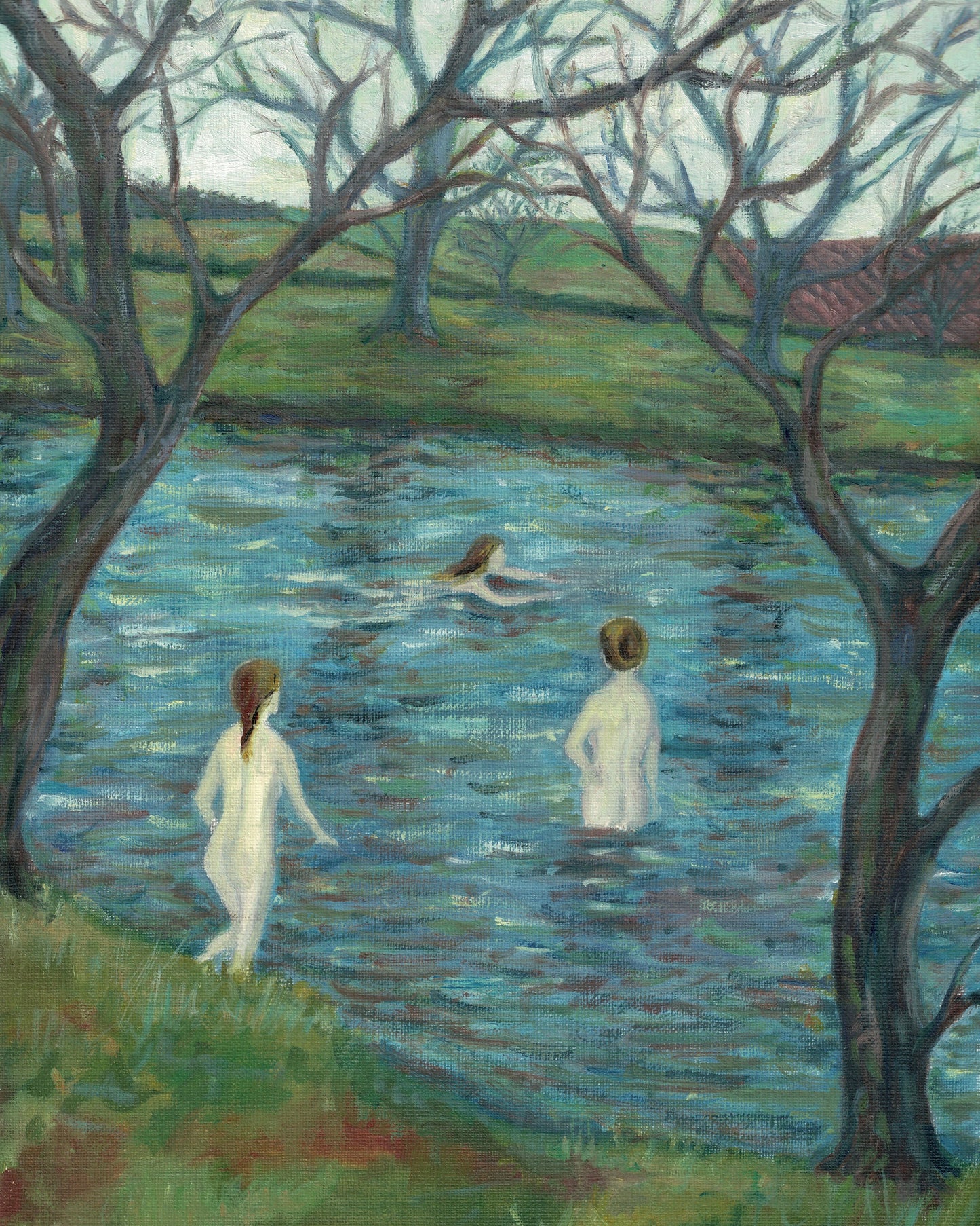 The Swimmers - Fine Art Print - Giclee Print of Original Gouache Painting