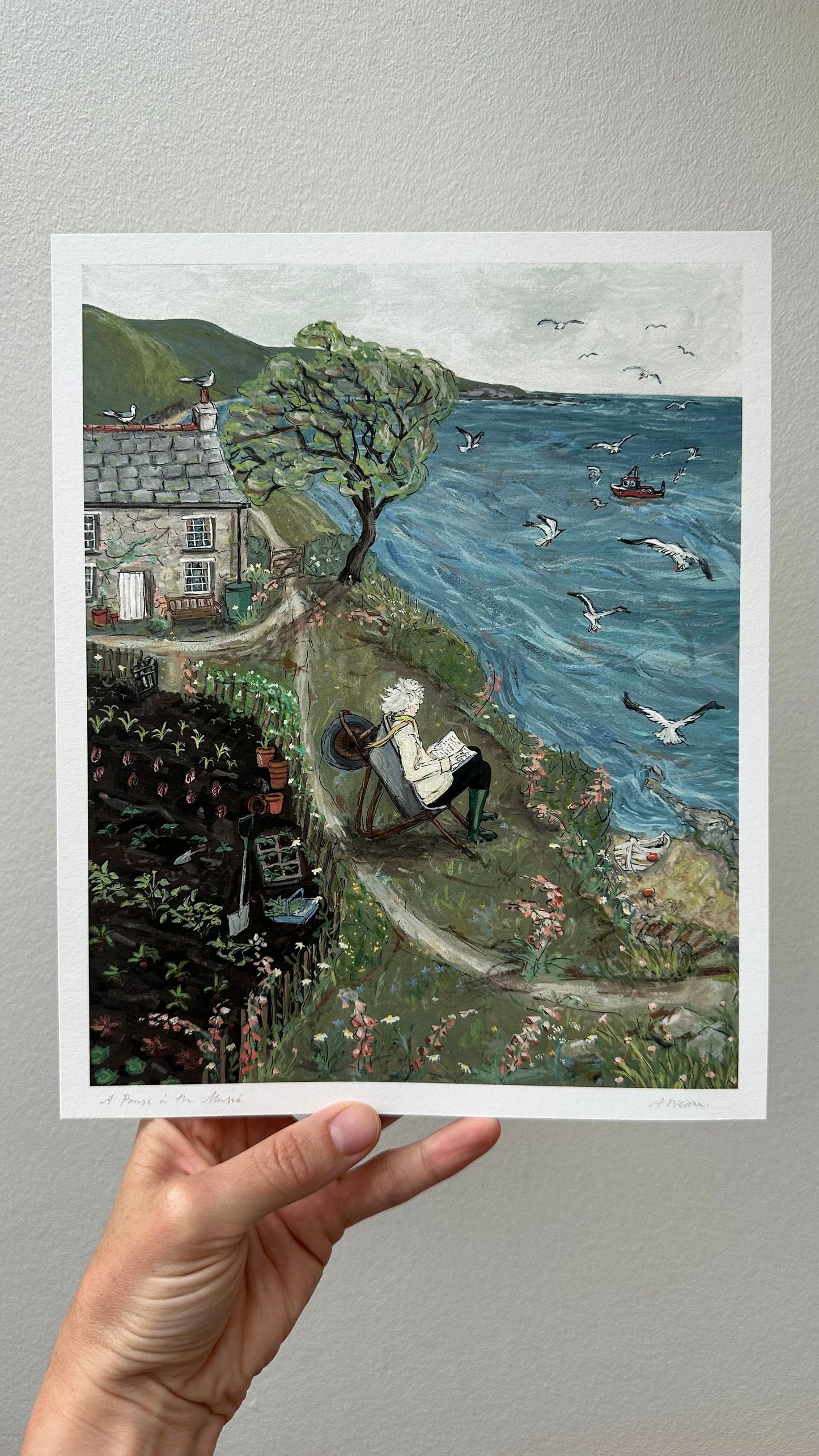 A Pause in the Music (11 x 13.75 inches) - Fine Art Print - Giclee Print of Original Gouache Painting