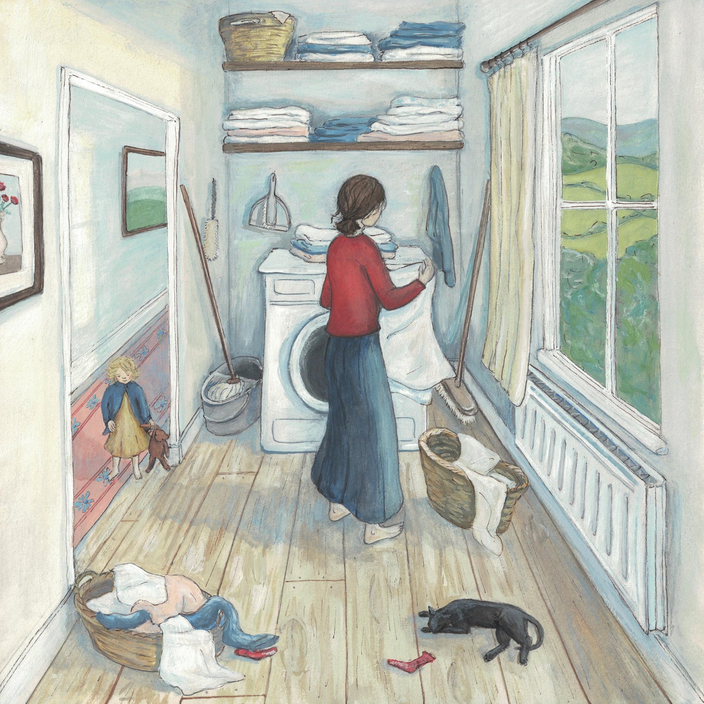 Present Time - Fine Art Print, 8 x 8 inches - Giclee Print of Original Gouache Painting