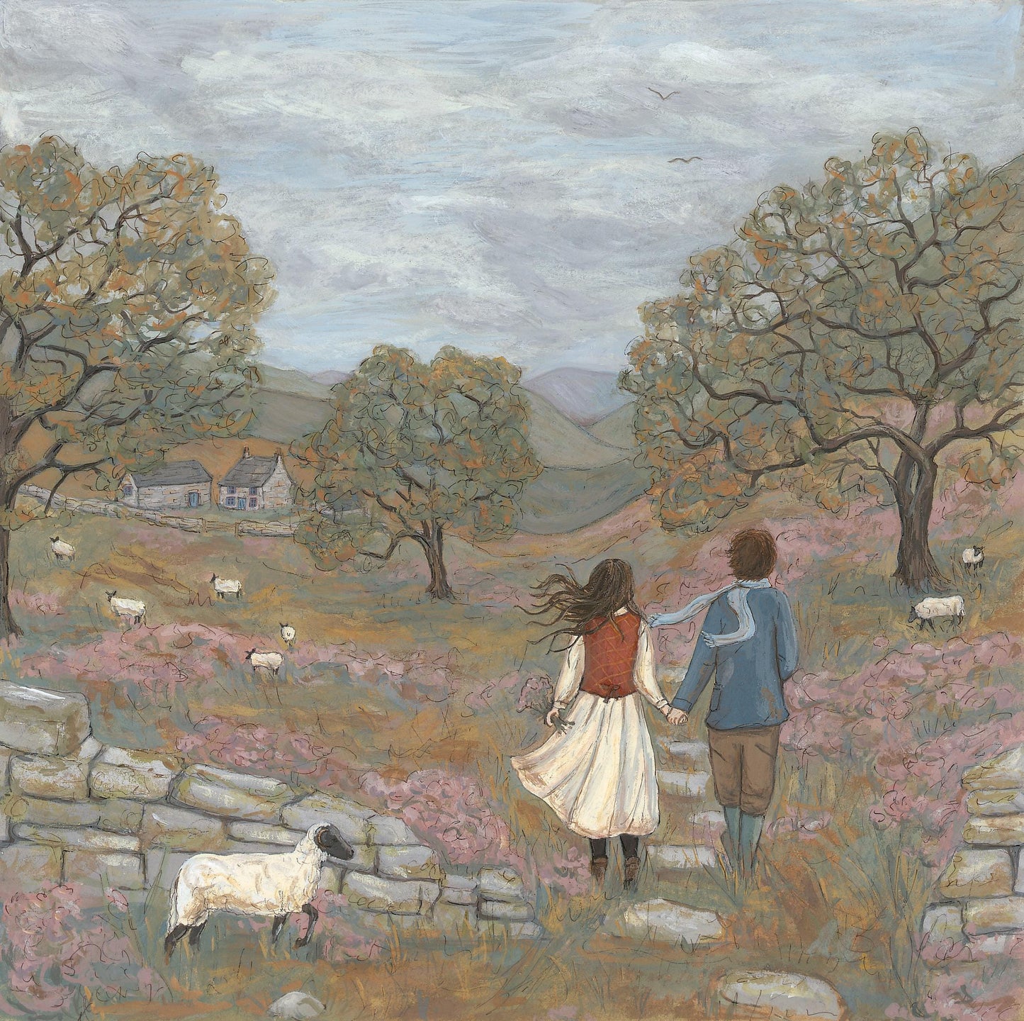 Through the Heather - Fine Art Print, 8 x 8 inches - Giclee Print of Original Gouache Painting