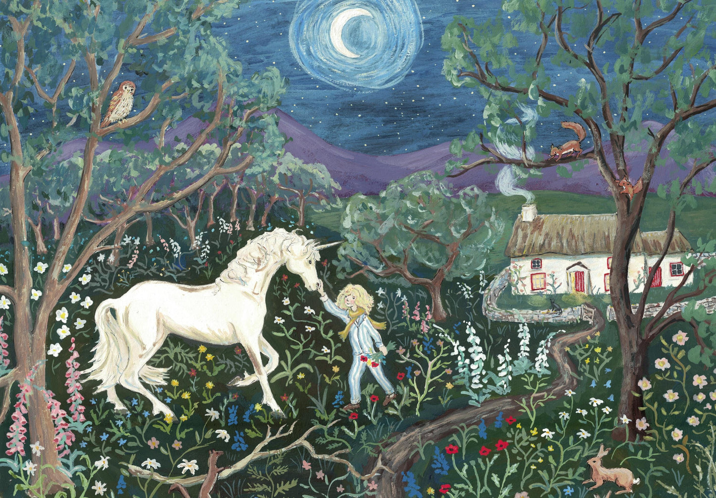 In the Night Garden (8 x 10 inches) - Fine Art Print - Giclee Print of Original Gouache Painting