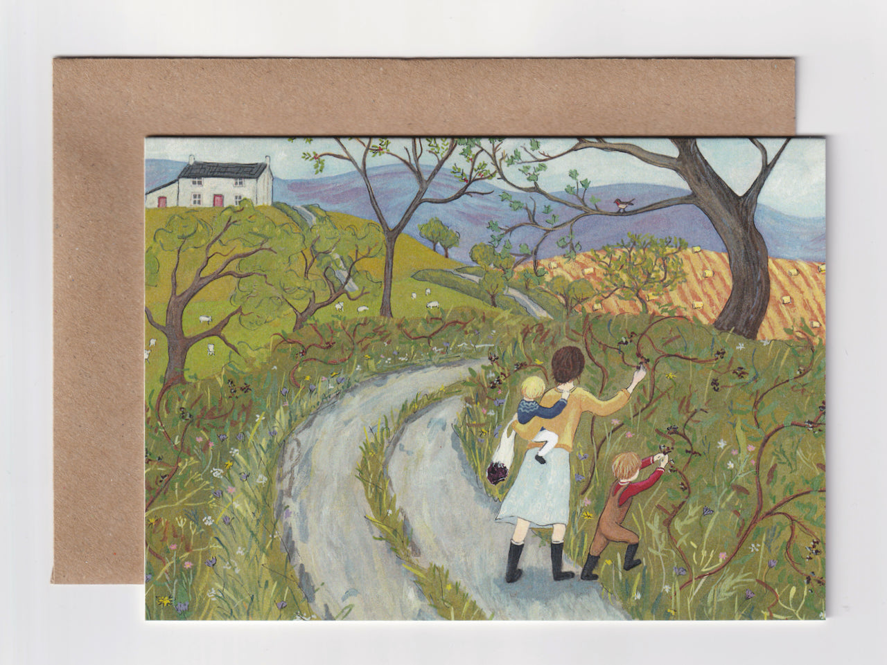 Blackberry Picking - Greeting Card - Folded Card