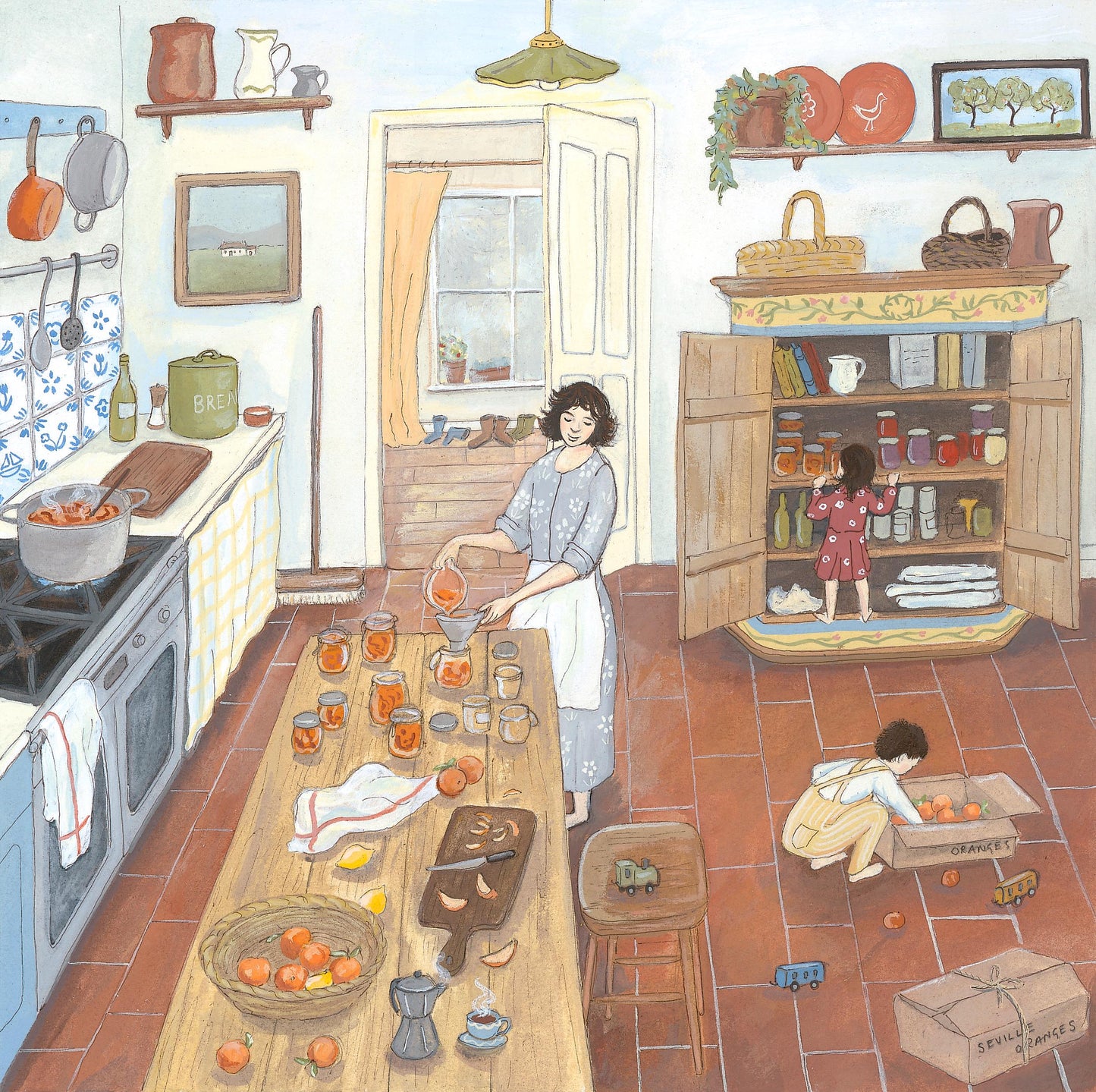 Marmalade Season - Fine Art Print, 8 x 8 inches - Giclee Print of Original Gouache Painting