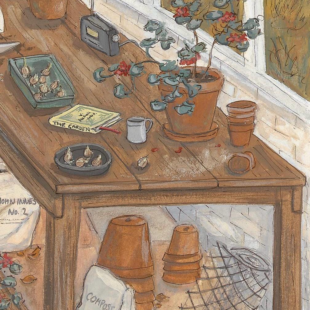 Winter Gardener (11 x 13.75 inches) - Fine Art Print - Giclee Print of Original Gouache Painting